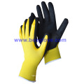 15gauge Nylon / Spandex Liner, revestimiento de nitrilo, guantes de seguridad de micro-espuma